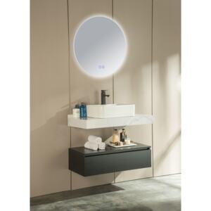 Fürdőszoba Bútor Szett, MDF, Terazzo Fehér / Fekete, 90 cm, 4 darab