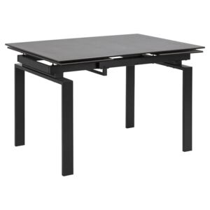 Kihúzható Asztal, Üveg, Kerámia és Fém, Huddersfield Fekete, H120-200xSz85xM76 cm