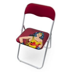 Összecsukható szék gyermekeknek, fém és PVC, l44xA44xH80 cm, Superhero Wonder Woman
