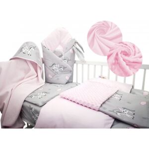 Baby Nellys 6 darabos baba ajándék szett, 120 x 90 cm - Egyszarvú, rózsaszín