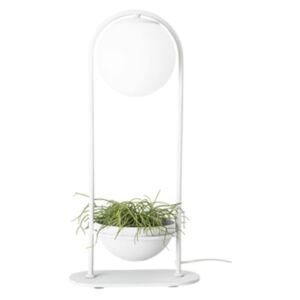 Fehér fém asztali lámpa növénytartóval 52 cm