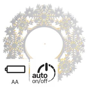 EMOS karácsonyi koszorú hópihe 0,48W 8db meleg fehér LED 30cm időzítővel